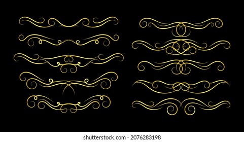 Colección de conjuntos de elementos de bordes dorados, vector de ornamentos