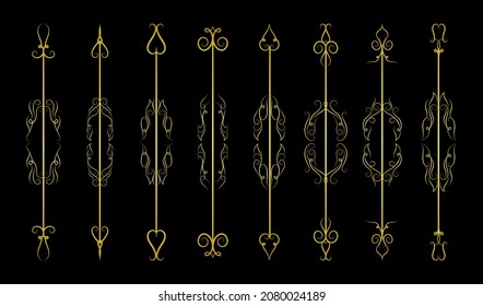 Gold Borders Elements Set Collection, ornament Vector