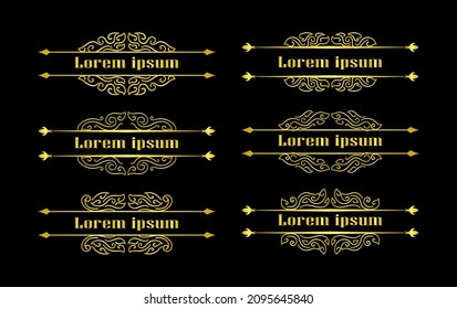 Gold Borders Elements Set Collection, ornament Vector