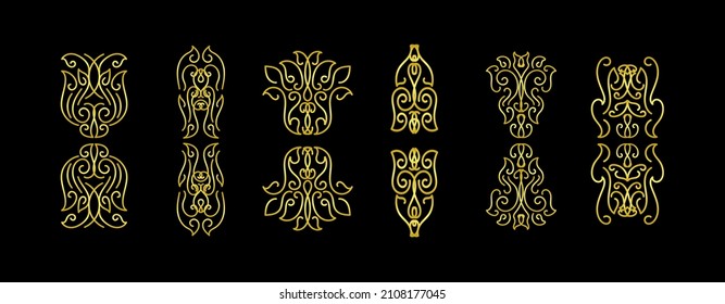 Gold Borders Elements Set Collection, ornament Vector