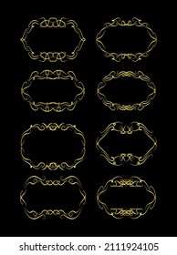 Gold Borders Elements Set Collection, ornament Vector