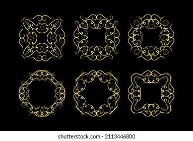 Gold Borders Elements Set Collection, ornament Vector
