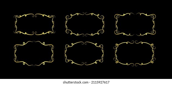 Gold Borders Elements Set Collection, ornament Vector