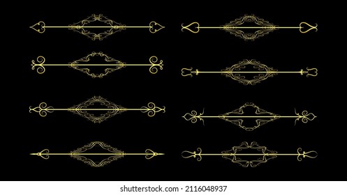 Gold Borders Elements Set Collection, ornament Vector