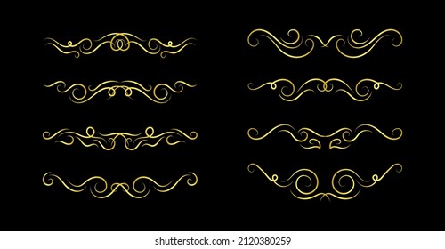 Gold Borders Elements Set Collection, ornament Vector