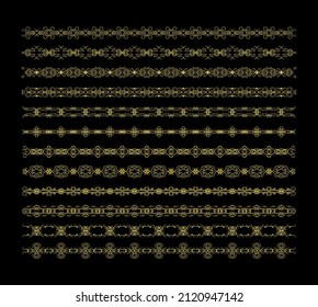 Gold Borders Elements Set Collection, ornament Vector
