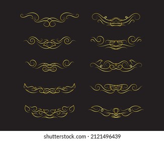Gold Borders Elements Set Collection, ornament Vector