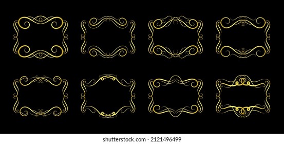 Gold Borders Elements Set Collection, ornament Vector