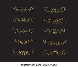 Gold Borders Elements Set Collection, ornament Vector