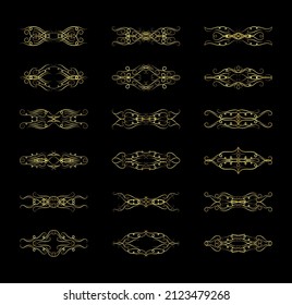 Gold Borders Elements Set Collection, ornament Vector