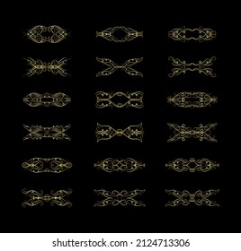 Gold Borders Elements Set Collection, ornament Vector
