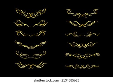 Gold Borders Elements Set Collection, ornament Vector