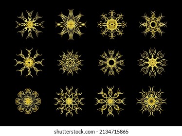 Gold Borders Elements Set Collection, ornament Vector
