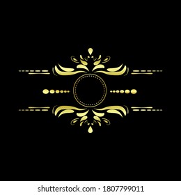 Gold borders photo frames with  line floral for picture, Vector frame design decoration pattern style. frame border design 
