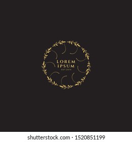 Gold Botanical Logo templates. Modern logo design with leaves, branch and wreath. Can be used for health care, florist, photography, wedding, flower shop, cosmetics, spa and wellness, beauty