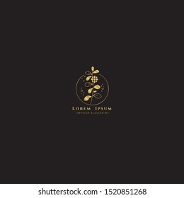 Gold Botanical Logo templates. Modern logo design with leaves, branch and wreath. Can be used for health care, florist, photography, wedding, flower shop, cosmetics, spa and wellness, beauty