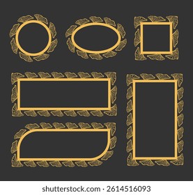 Gold botanical natural frames with leaves Vector