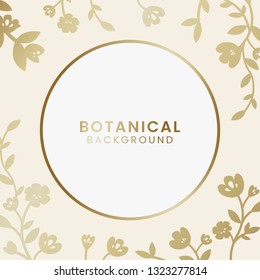 Gold botanical round framed vector