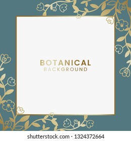 Gold botanical square framed vector