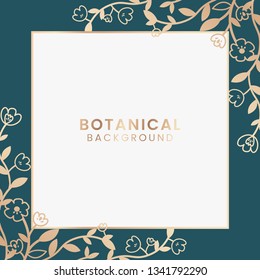 Gold botanical square framed vector