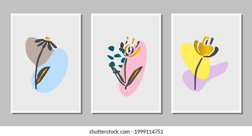 Gold Botanical wall art. Foliage drawing with abstract shape. Plant flower Art design for print, cover, wallpaper, social media, Minimal and natural wall art. earth tone boho vector illustration