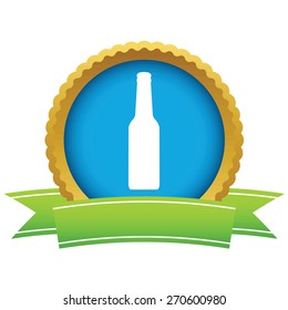 Gold bottle logo on a white background. Vector illustration