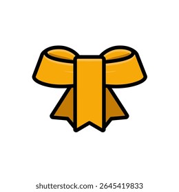 Gold bow adorns background gift celebration present decoration