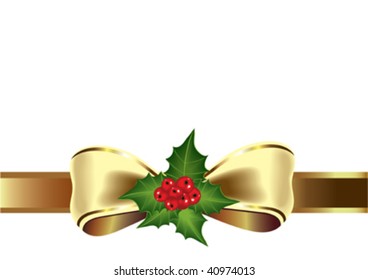 gold bow and berries Christmas