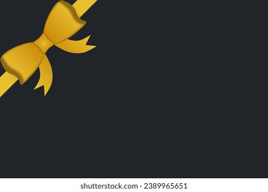 Gold bow to decorate a card, gift card or website. EPS10 vector on black background.