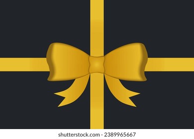 Gold bow to decorate a card, gift card or website. EPS10 vector on black background.