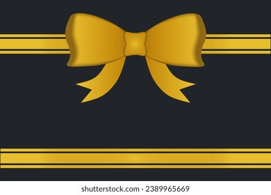 Gold bow to decorate a card, gift card or website. EPS10 vector on black background.