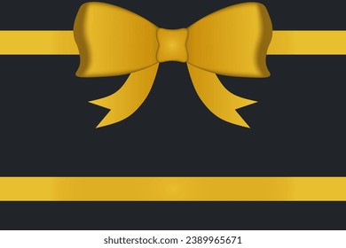 Gold bow to decorate a card, gift card or website. EPS10 vector on black background.