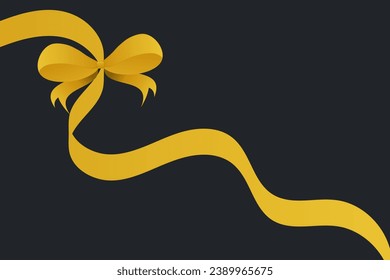 Gold bow to decorate a card, gift card or website. EPS10 vector on black background.