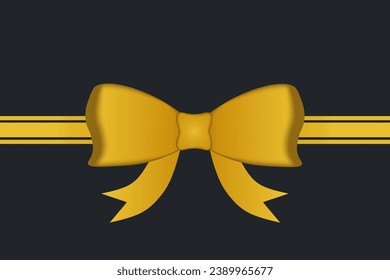 Gold bow to decorate a card, gift card or website. EPS10 vector on black background.