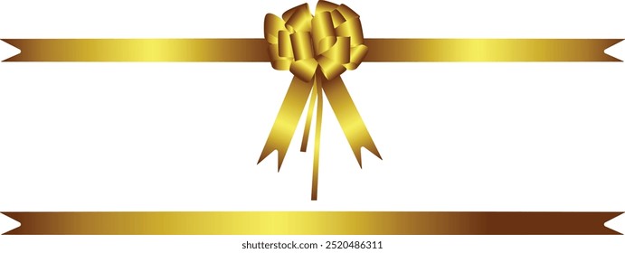 gold bow gift ribbon straight horizontal border