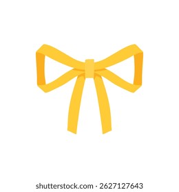 Gold bow icon. Cartoon vector yellow ribbons satin bows for xmas gifts, present cards and luxury wrap pack isolated on white background