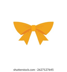 Gold bow icon. Cartoon vector yellow ribbons satin bows for xmas gifts, present cards and luxury wrap pack isolated on white background