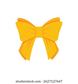 Gold bow icon. Cartoon vector yellow ribbons satin bows for xmas gifts, present cards and luxury wrap pack isolated on white background