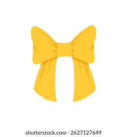 Gold bow icon. Cartoon vector yellow ribbons satin bows for xmas gifts, present cards and luxury wrap pack isolated on white background