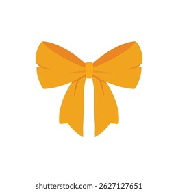 Gold bow icon. Cartoon vector yellow ribbons satin bows for xmas gifts, present cards and luxury wrap pack isolated on white background
