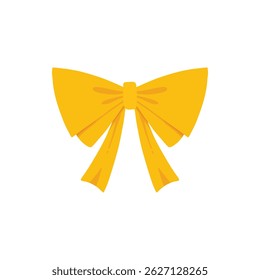 Gold bow icon. Cartoon vector yellow ribbons satin bows for xmas gifts, present cards and luxury wrap pack isolated on white background