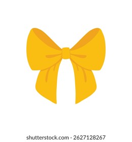 Gold bow icon. Cartoon vector yellow ribbons satin bows for xmas gifts, present cards and luxury wrap pack isolated on white background