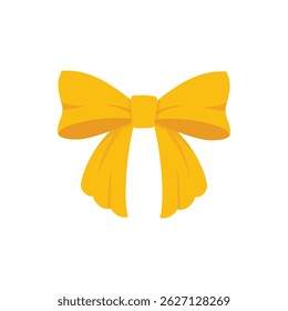 Gold bow icon. Cartoon vector yellow ribbons satin bows for xmas gifts, present cards and luxury wrap pack isolated on white background