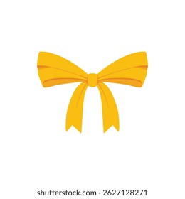 Gold bow icon. Cartoon vector yellow ribbons satin bows for xmas gifts, present cards and luxury wrap pack isolated on white background