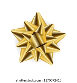 Gold bow isolated on the white background. Vector illustration