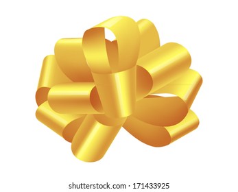 gold bow isolated on white. Vector illustration