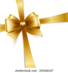 Gold Bow Isolated On White