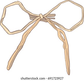 Gold Bow isolated on white.