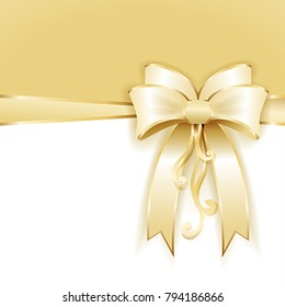 Gold Bow Isolated on White Background. Vector, illustration eps10