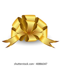 Gold bow on a white background. Vector.